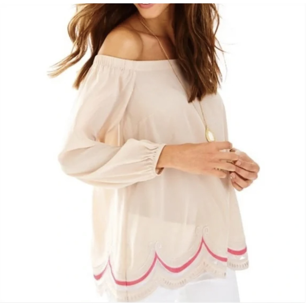 Lilly Pulitzer Silk Adira Top in Oyster Shell size Medium